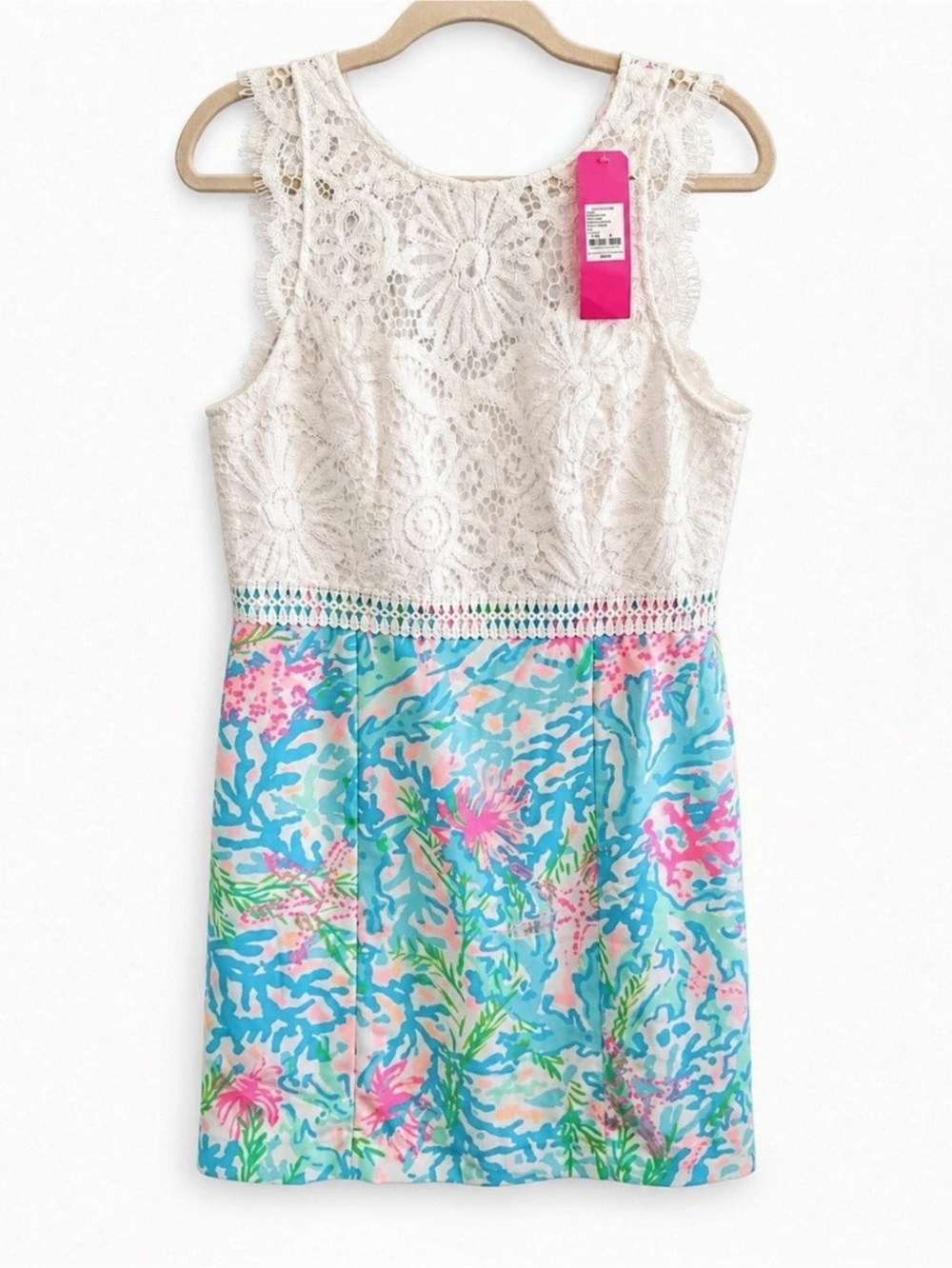 Lilly Pulitzer Shore Stretch Shift Mini Dress White & Blue Size 8 NWT